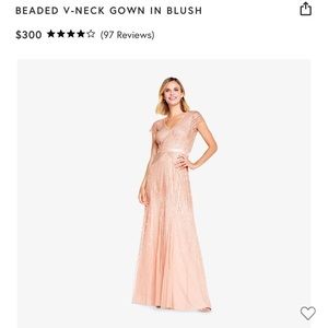 Adrianna Papell Dress, V-neck gown in Blush
